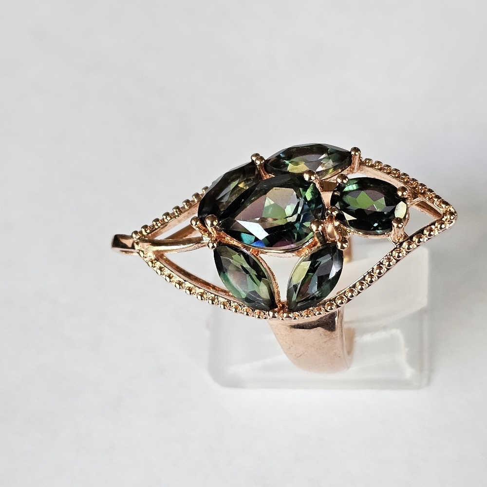 Magnificent Lab-Created Alexandrite in Copper with Rhodium Plating Size 8! - Picture 3 of 6